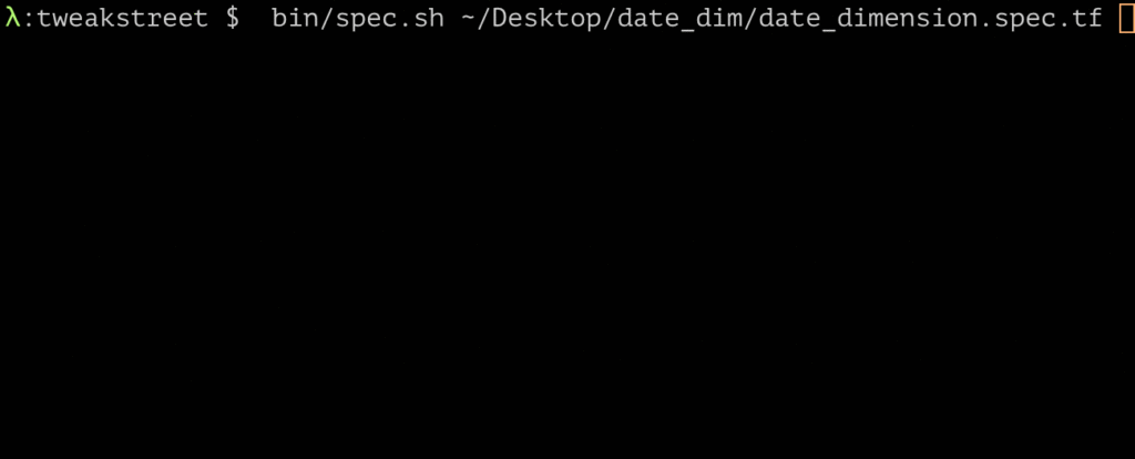 Running tests for a flow creating a date dimension